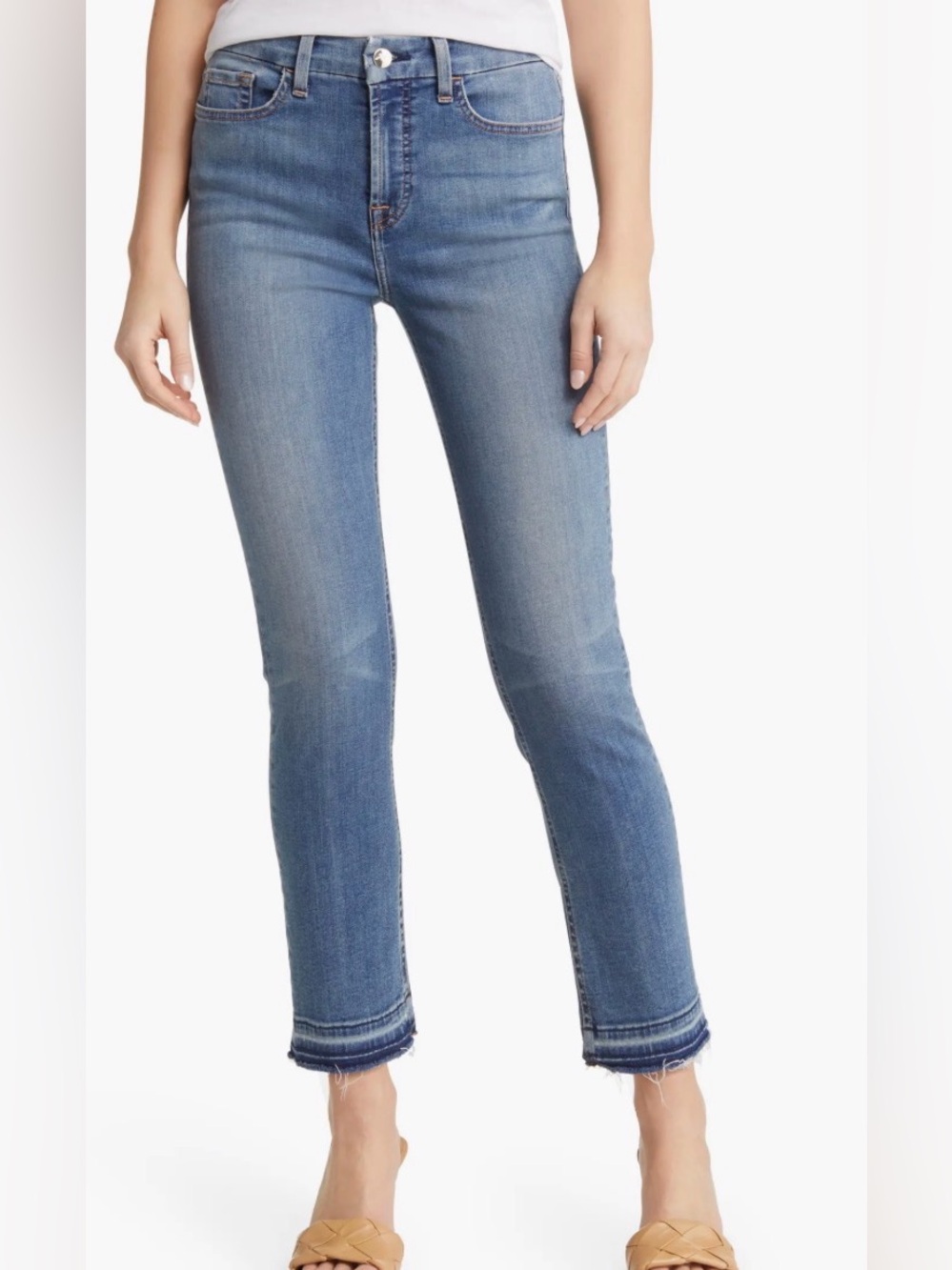 NWT Jen7 Ankle Straight Released Hem Jeans Admiral Dusk Light Blue Wash - Sz 28